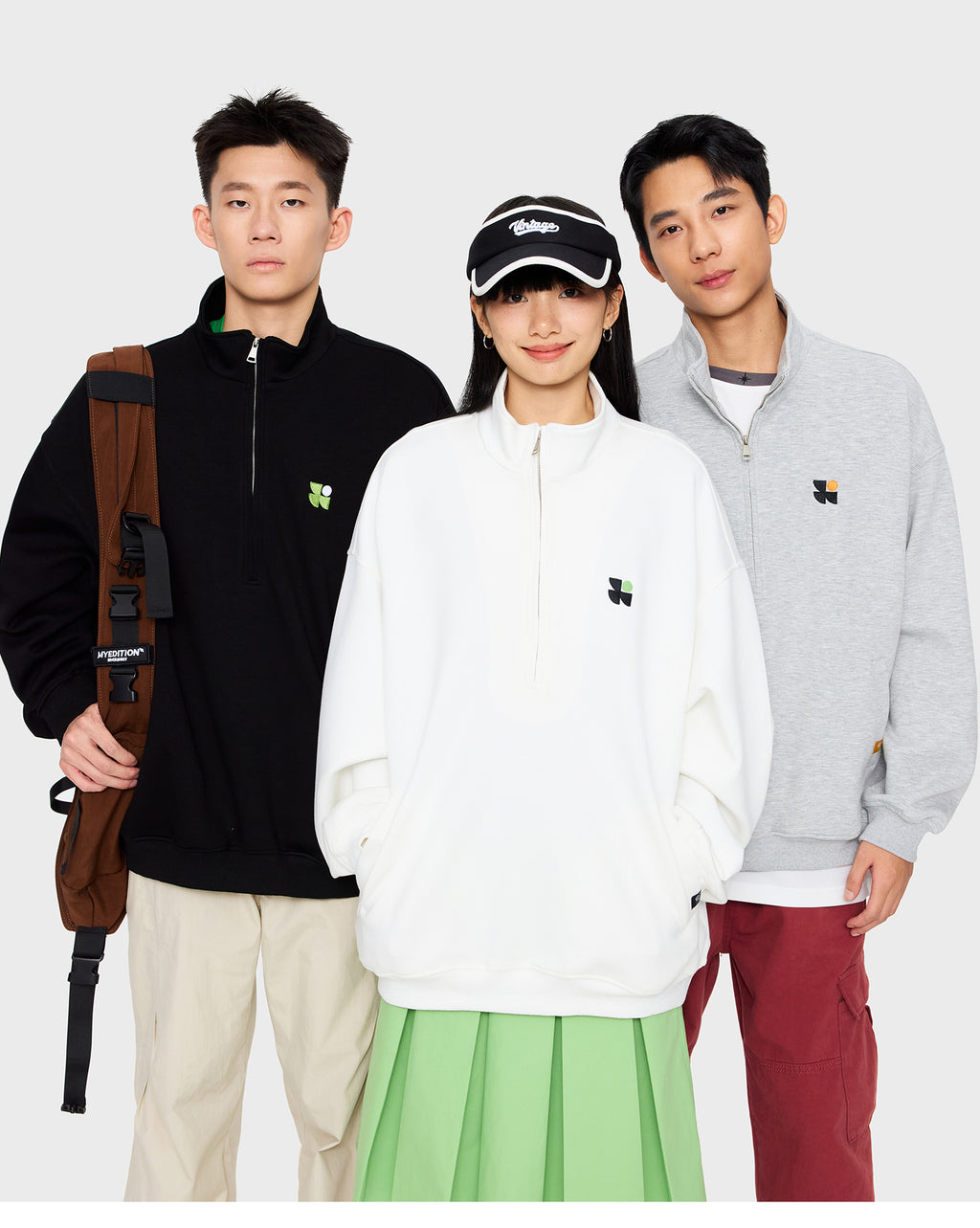OWOX Half Zip Air Layer Stand Collar Logo Sweatshirt