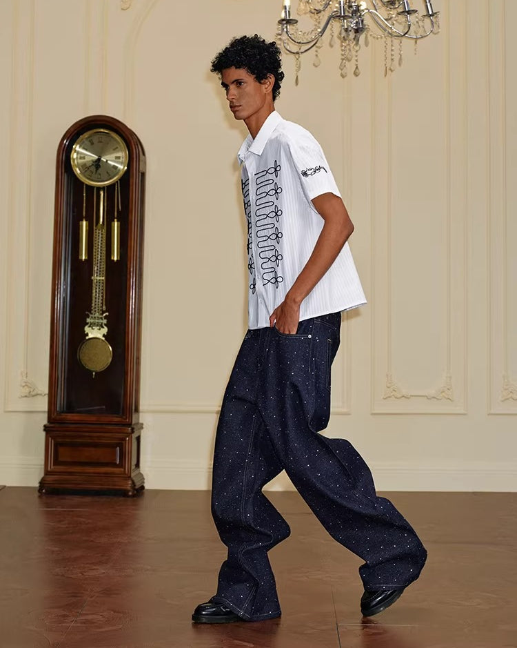 YADcrew Flash Diamond Loose Straight Jeans