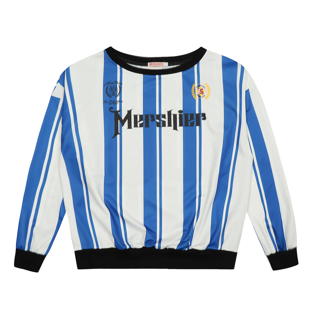 Axis Mundi American Retro Hottie Contrast Jersey Off-the-shoulder Sweatshirt Loose Sporty Slim Top