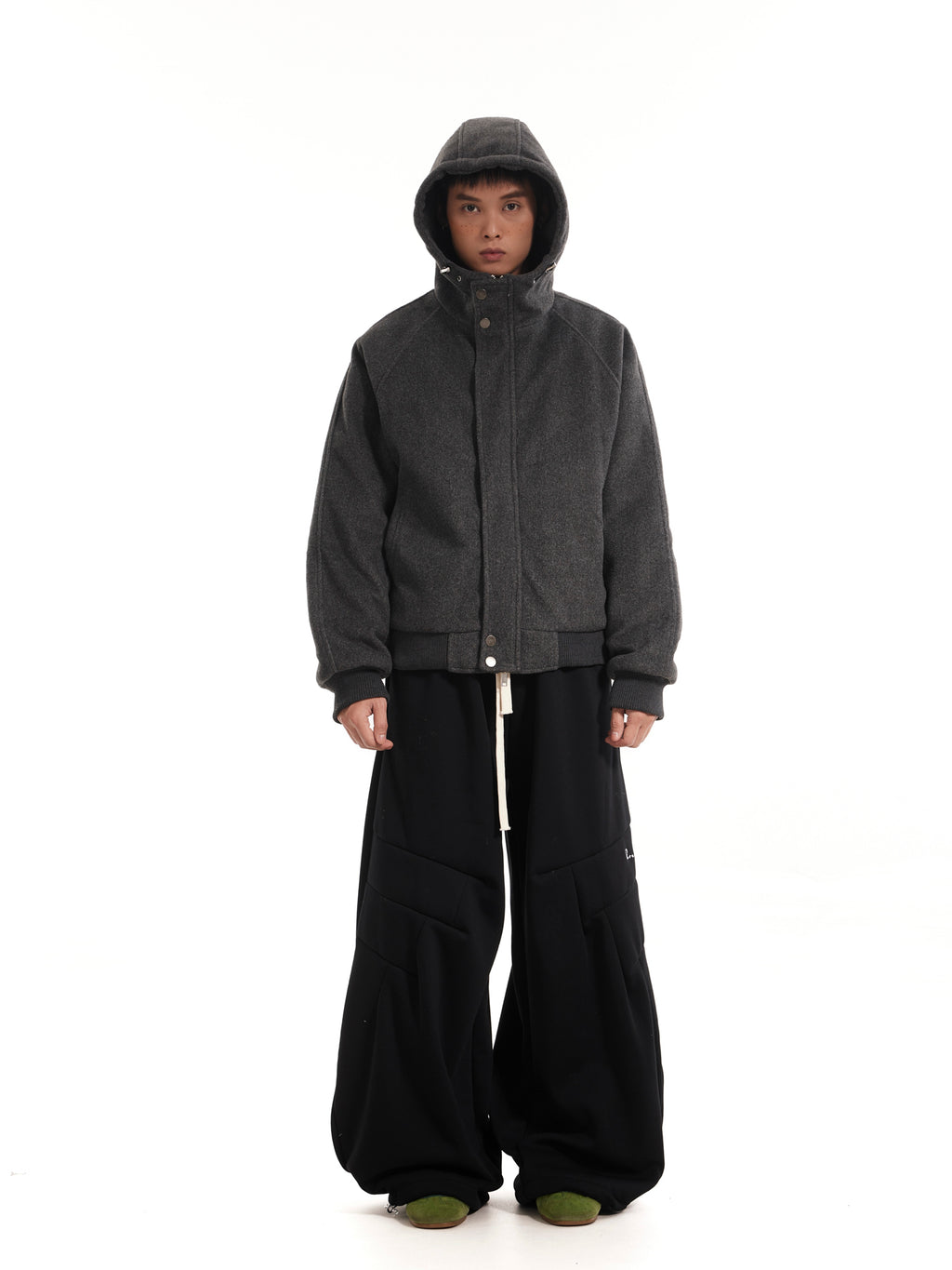 BTSG Vintage Fleece Pleated Silhouette wide-leg scimitar pants