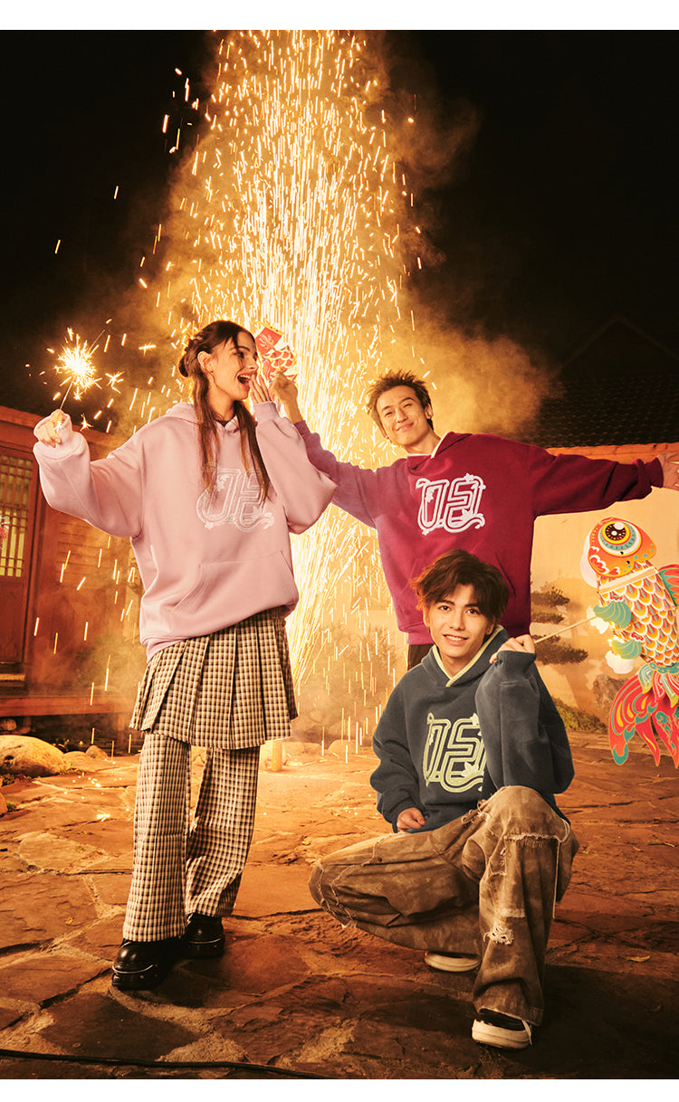 FORNINES Year of the Snake New Year Fleece Hoodie