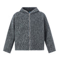 BTSG lazy Mohair full zip hooded cardigan sweater jacket