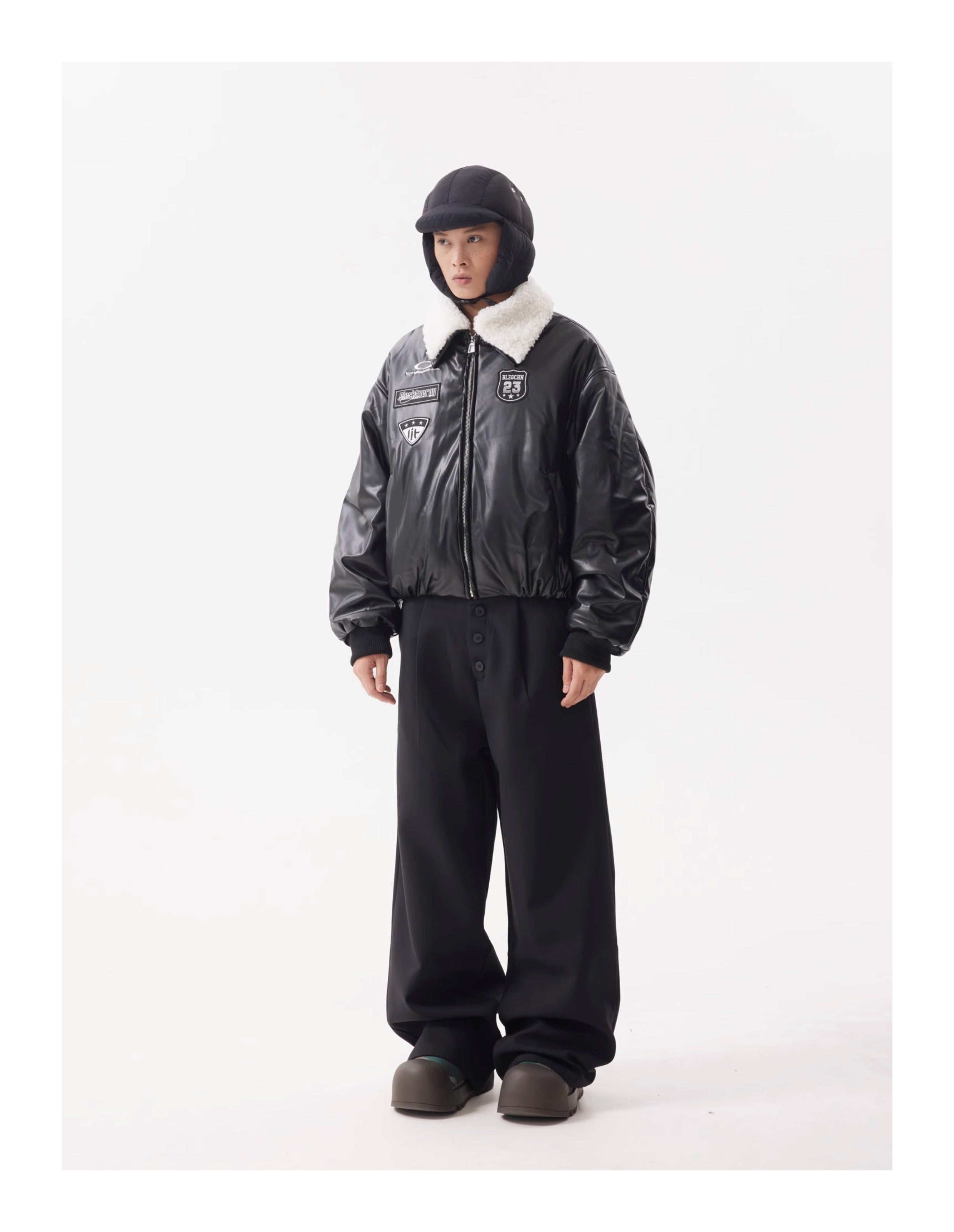 BTSG high-end multi-button wide-leg trousers