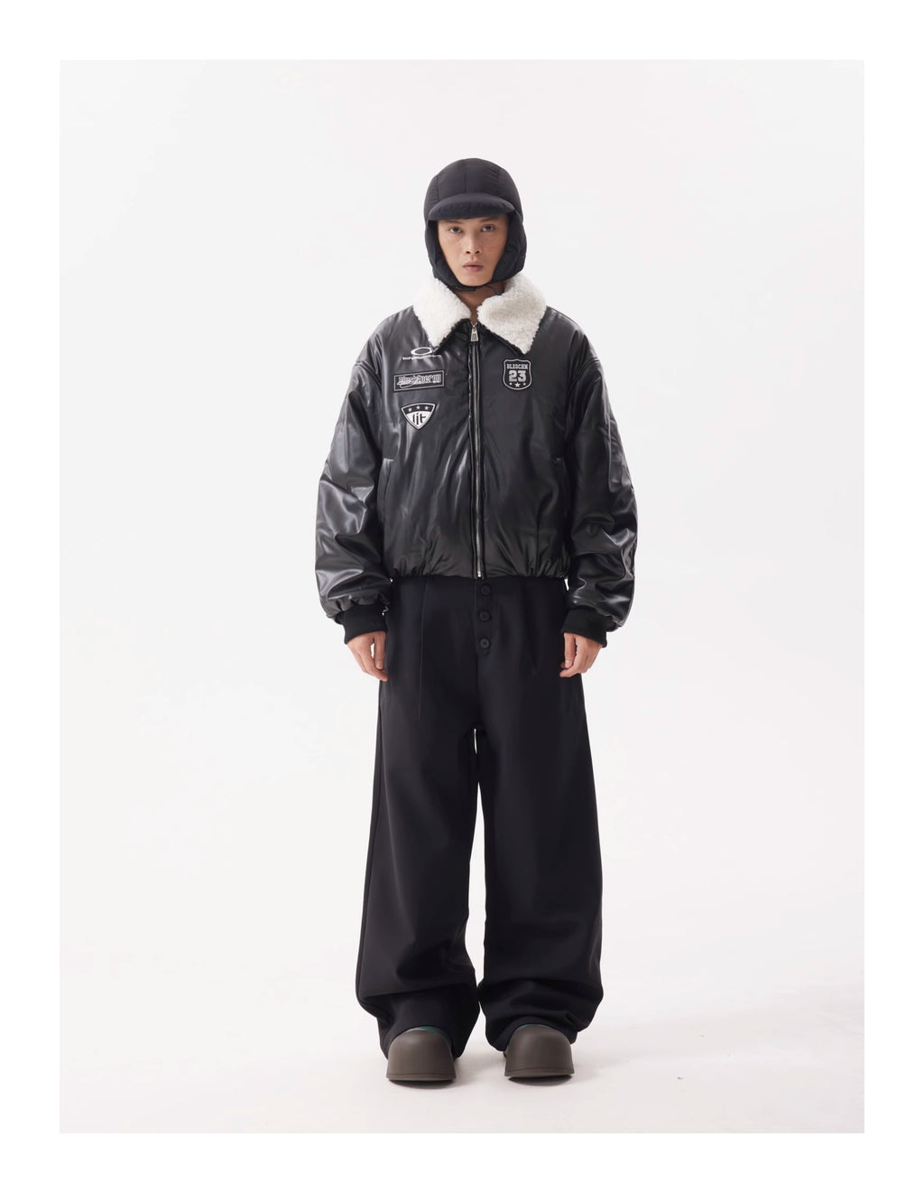 BTSG high-end multi-button wide-leg trousers