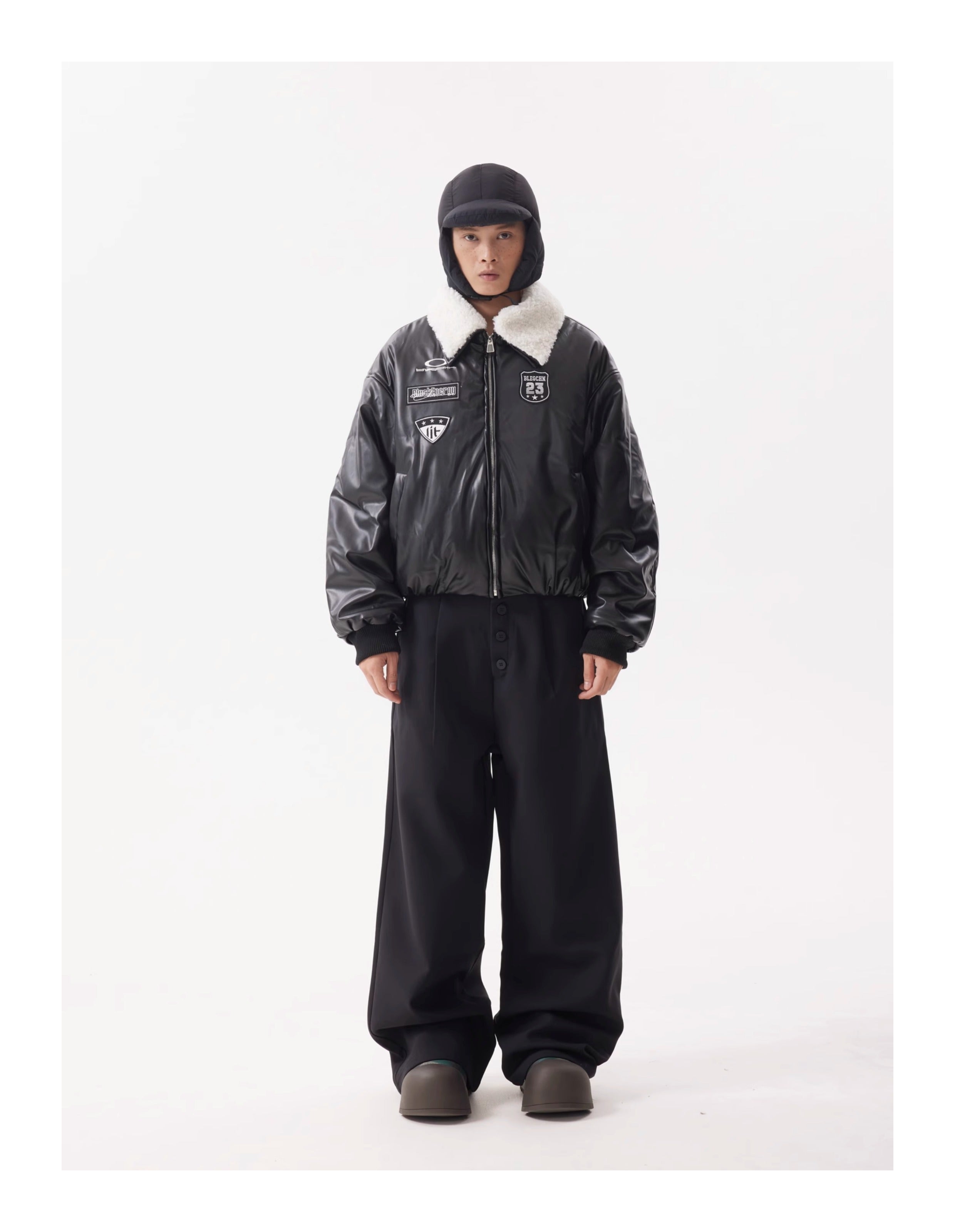 BTSG high-end multi-button wide-leg trousers