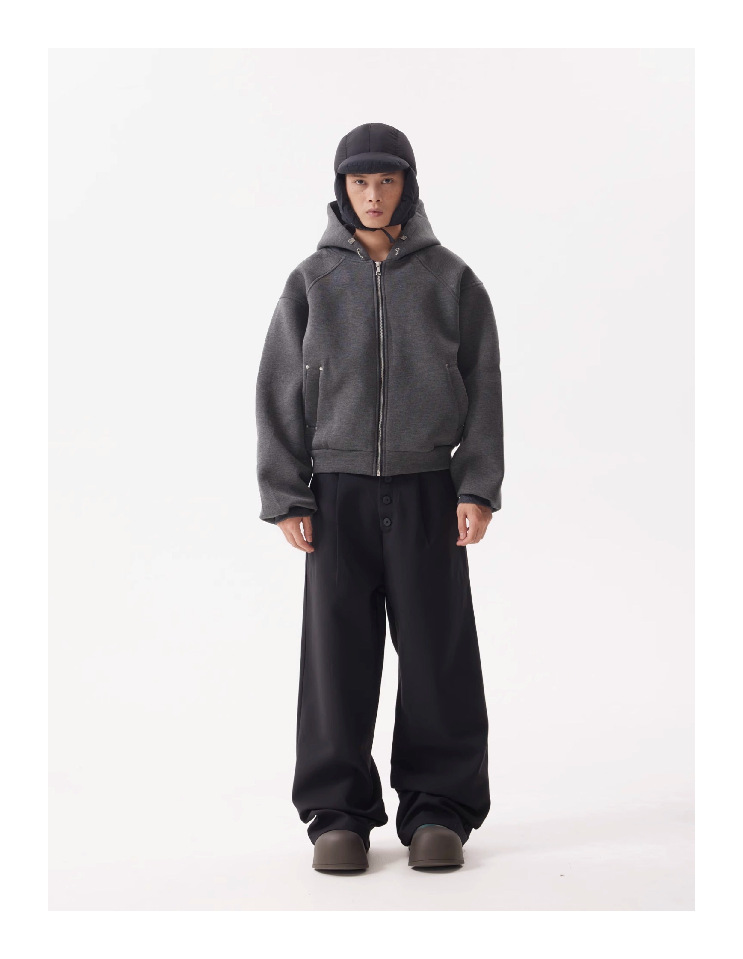 BTSG high-end multi-button wide-leg trousers