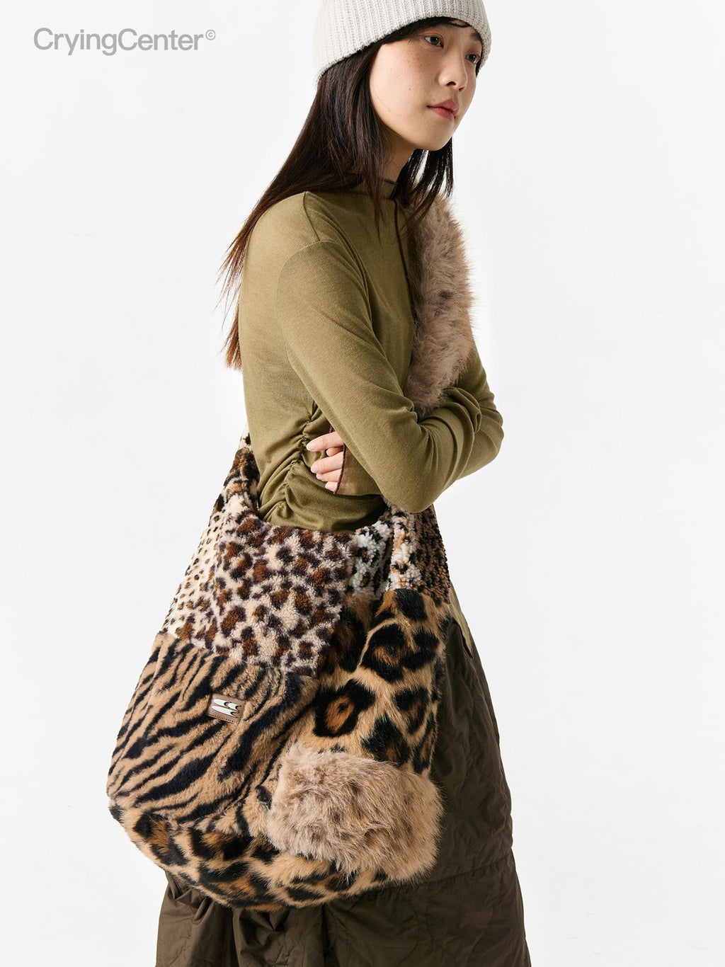 CryingCenter Assorted animal fur panelled cross-body bag Crying Center