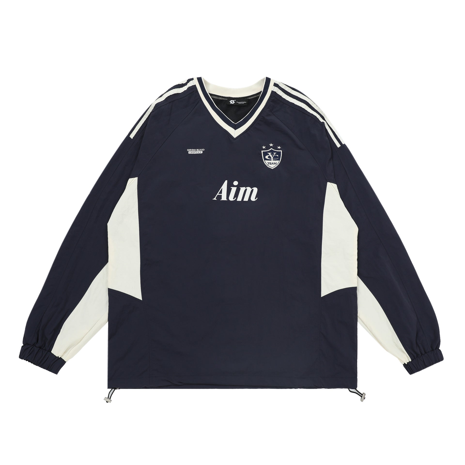 CY American retro sports contrasting quick-drying long-sleeved loose lazy style jersey Sweatshirt