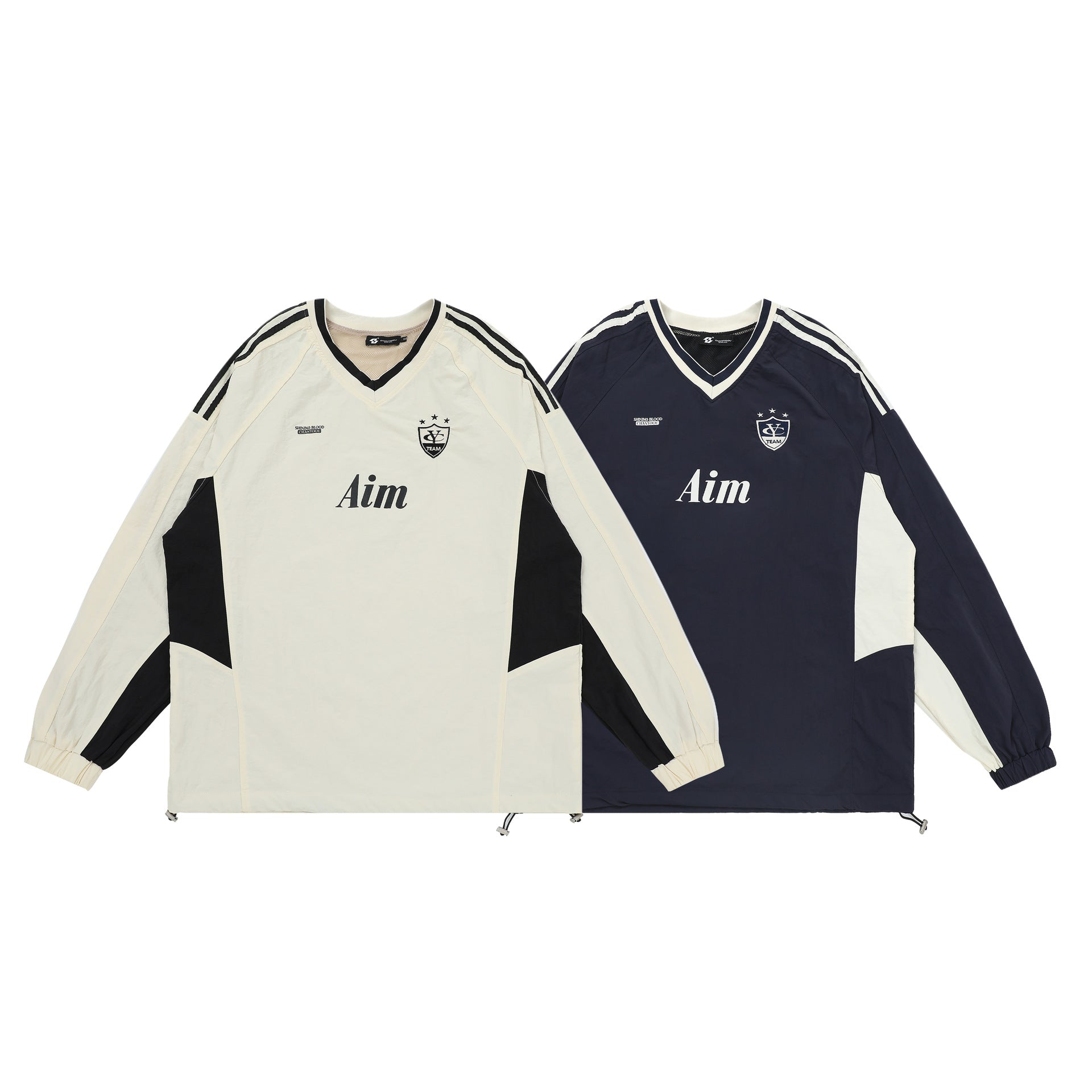 CY American retro sports contrasting quick-drying long-sleeved loose lazy style jersey Sweatshirt