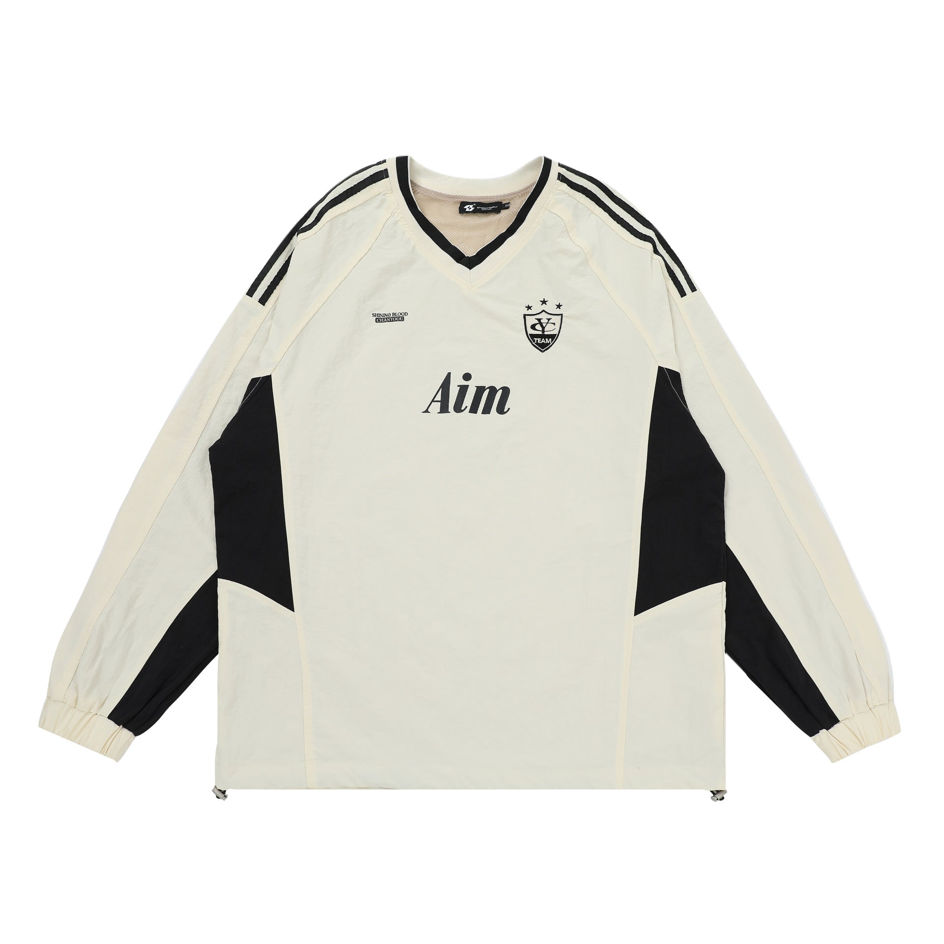 CY American retro sports contrasting quick-drying long-sleeved loose lazy style jersey Sweatshirt