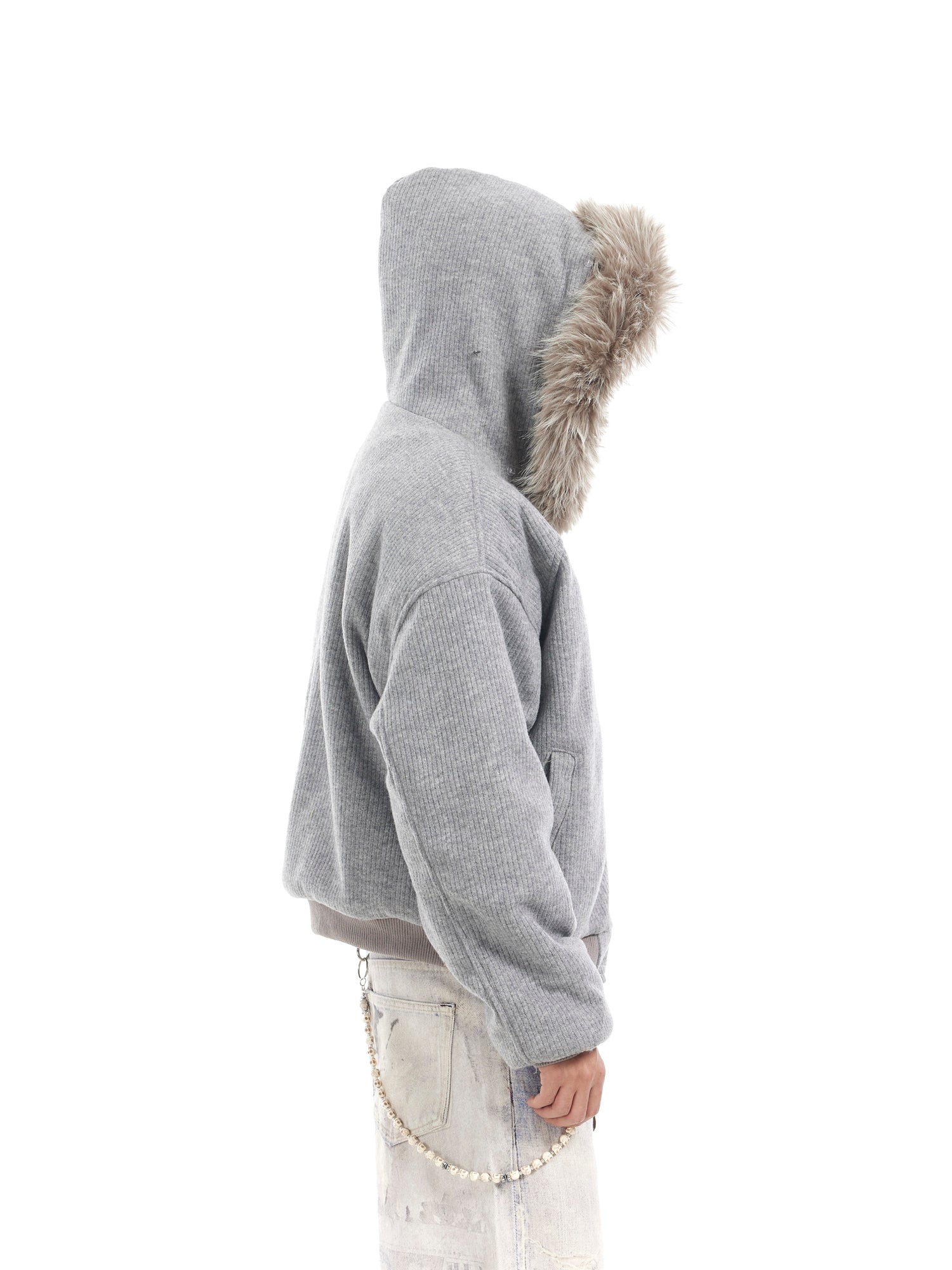 BTSG Corduroy Detachable Hat Fur Collar Seat Mountain Carved Cotton Jacket