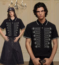 YADcrew Rope Embroidery Loose Lapel Tee