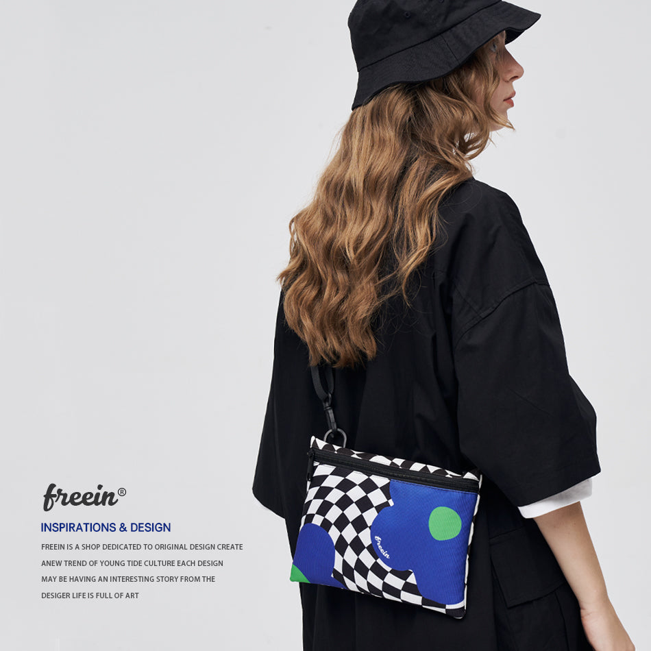 FREEIN original plaid flower print crossbody bag checkerboard mobile phone bag ins wind envelope bag girly shoulder ba