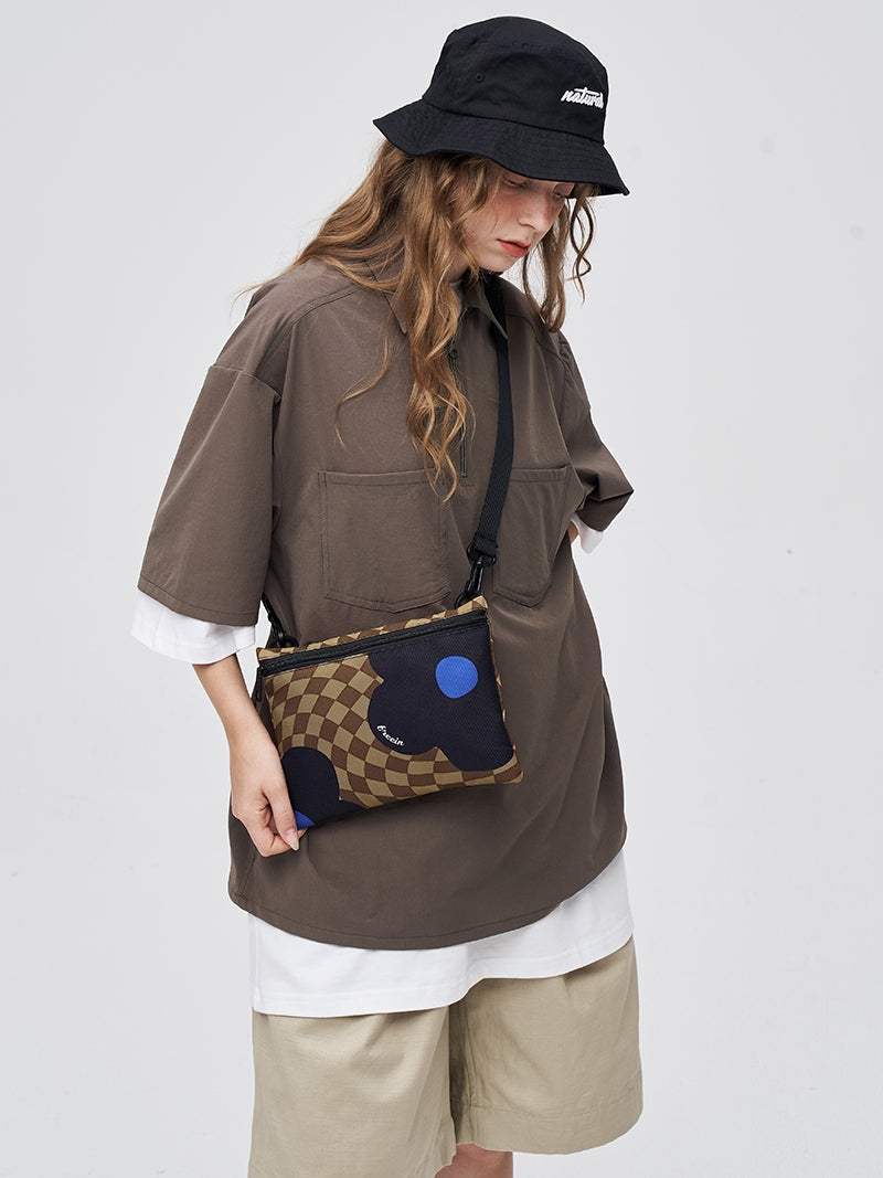 FREEIN original plaid flower print crossbody bag checkerboard mobile phone bag ins wind envelope bag girly shoulder ba