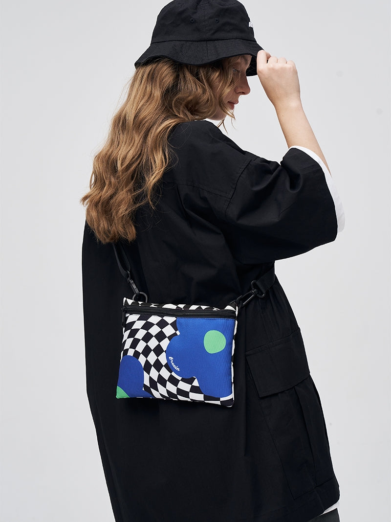 FREEIN original plaid flower print crossbody bag checkerboard mobile phone bag ins wind envelope bag girly shoulder ba