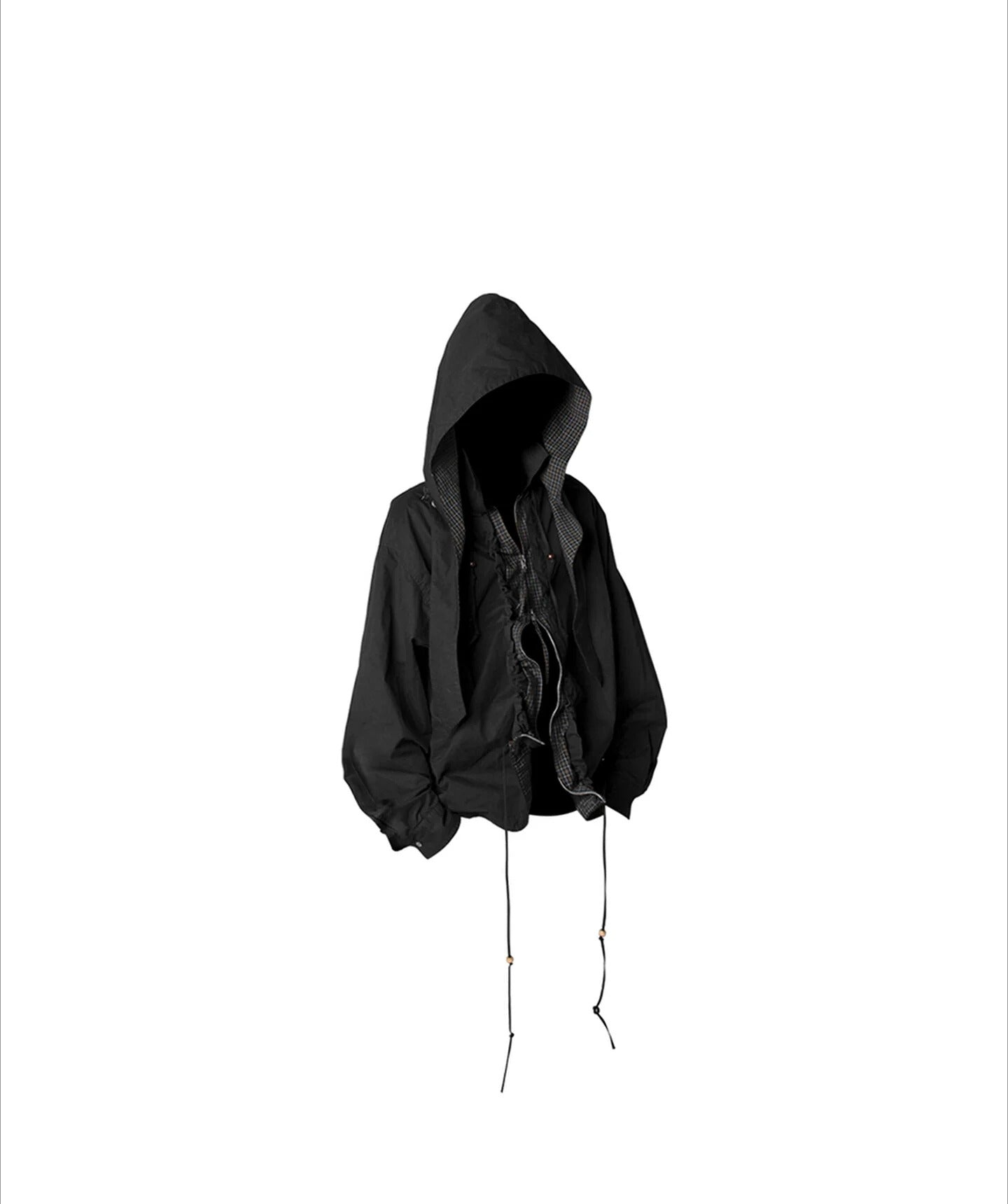 RELABEL Beaded Pleated Removable Hood Shirt