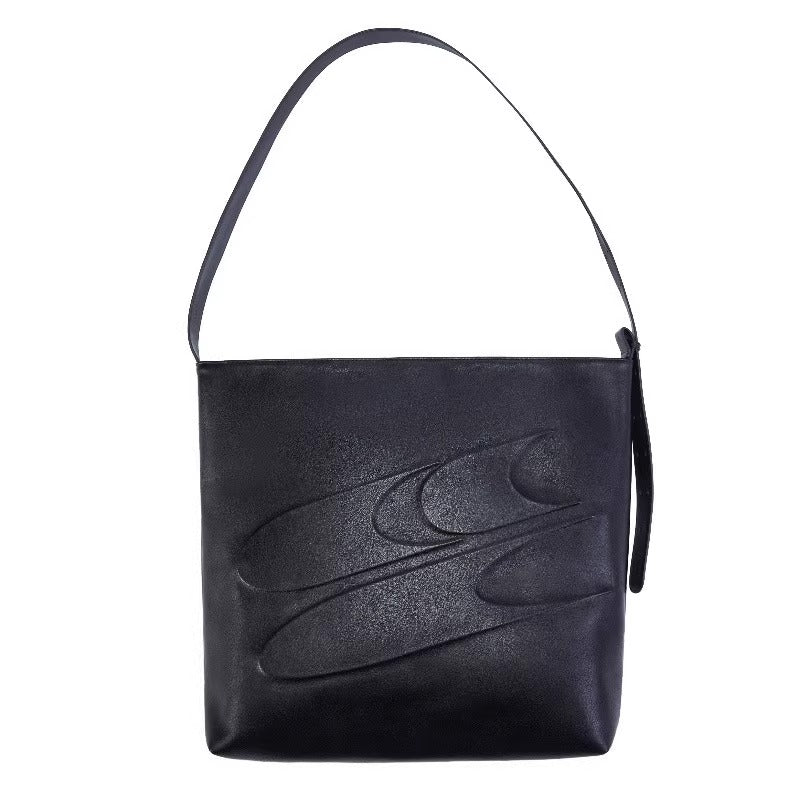 CryingCenter Black Oil Wax Large Capacity Crossbody Leather Bag