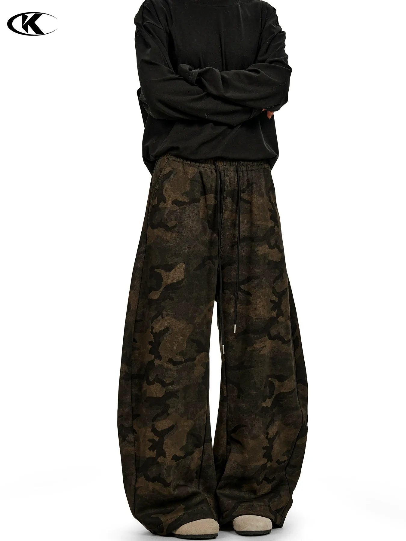 11KN Retro Camouflage Wide-leg Tooling Slacks