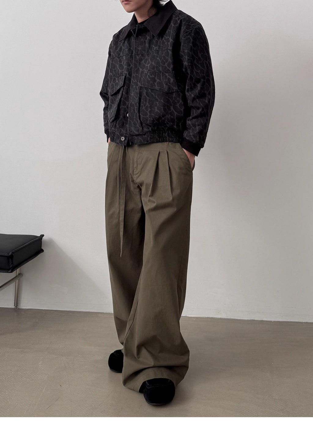 11KN Personalized Belt Pleated and Drape Wide-leg Pants