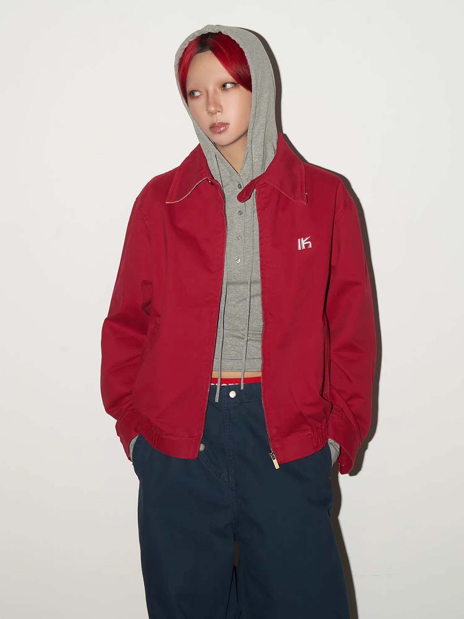 11KN Retro Sports Simple Slim Lapel Jacket