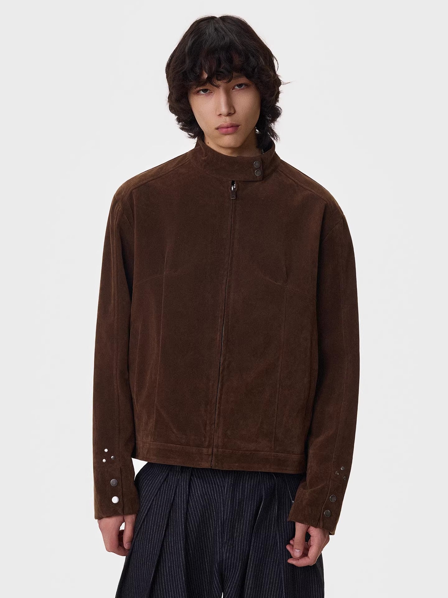 11KN Retro Fleece Simple Stand-up Collar Jacket