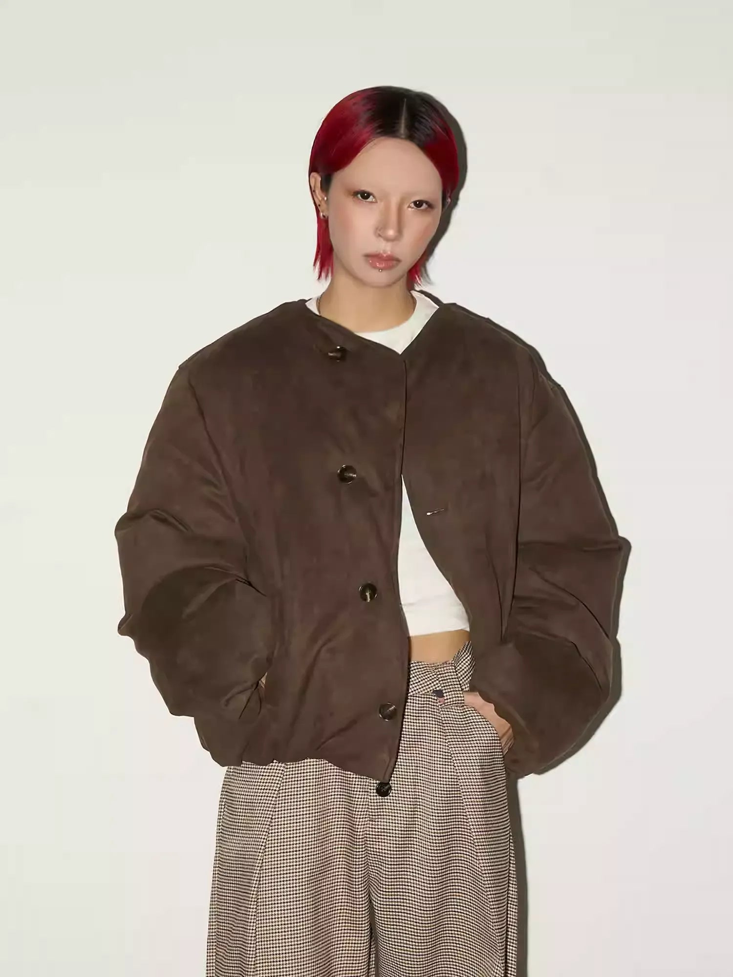 11KN Retro Fur Collar Anti-wrinkle Thermal Jacket