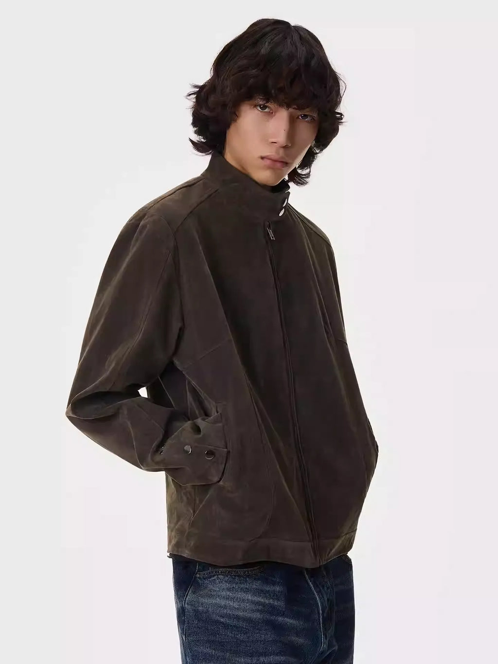 11KN Retro Fleece Simple Stand-up Collar Jacket