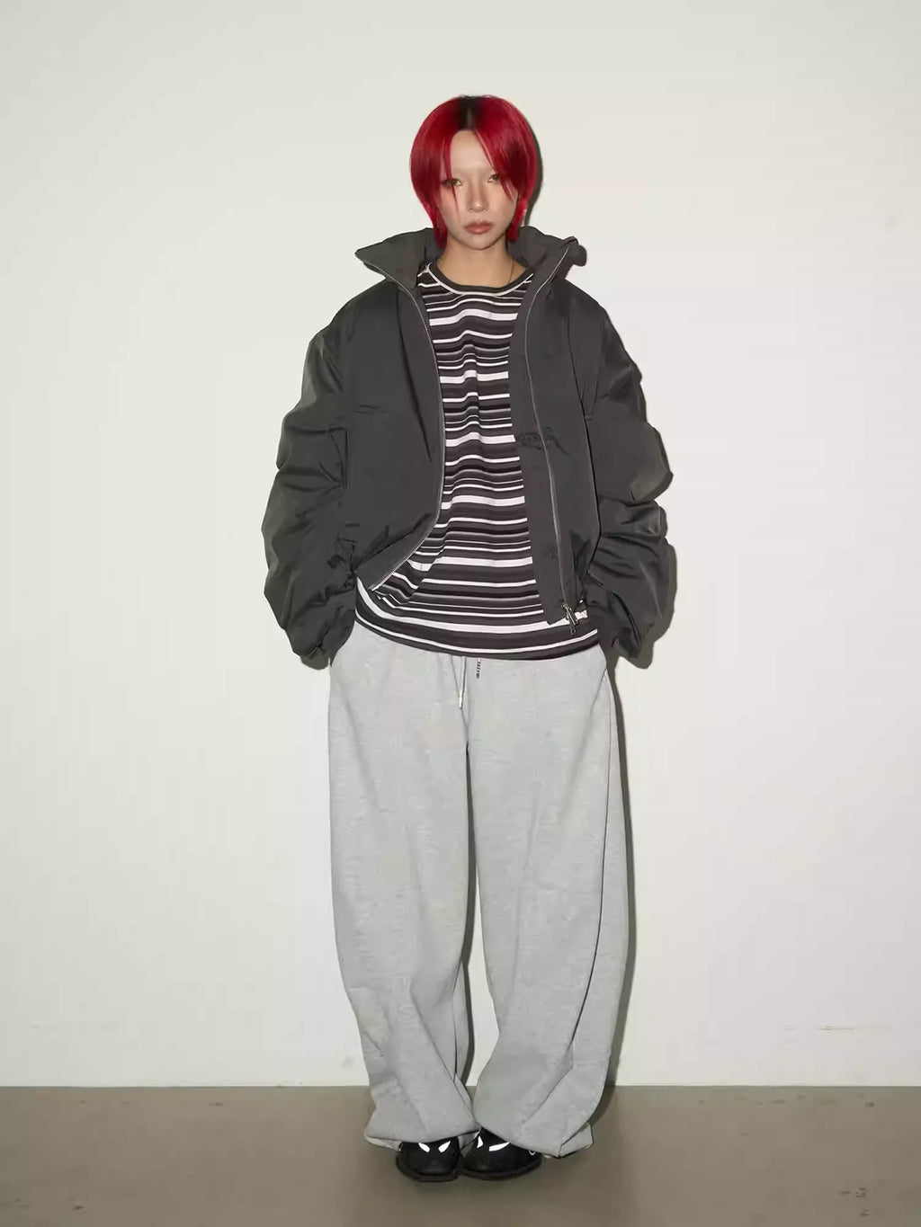 11KN Retro Striped Contrasting Color Casual Crew Neck Long Sleeve