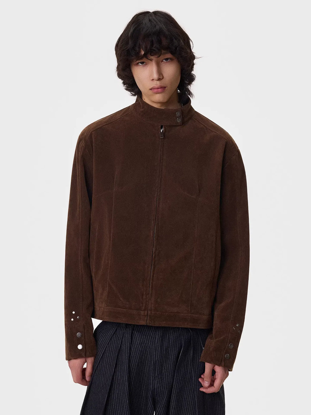 11KN Retro Fleece Simple Stand-up Collar Jacket