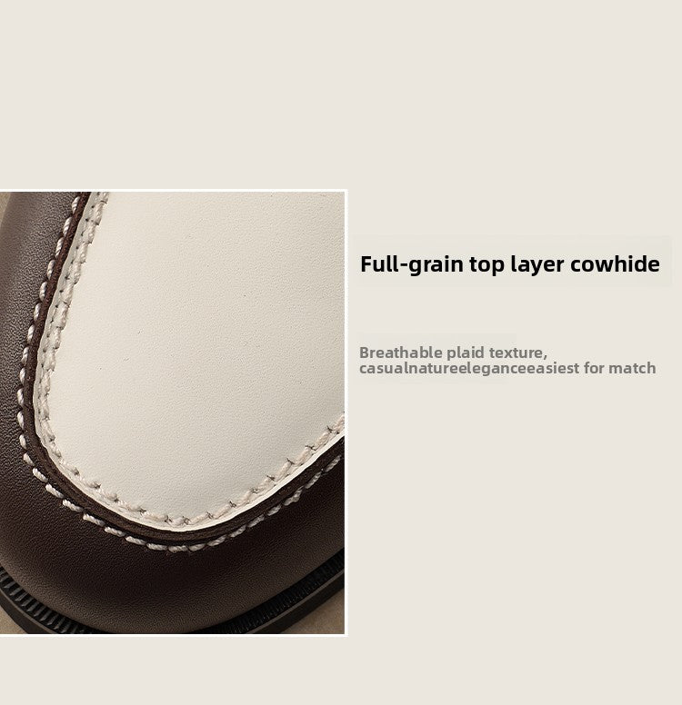 CULTUM Pure Leather Color Matching Flat Leather Shoes