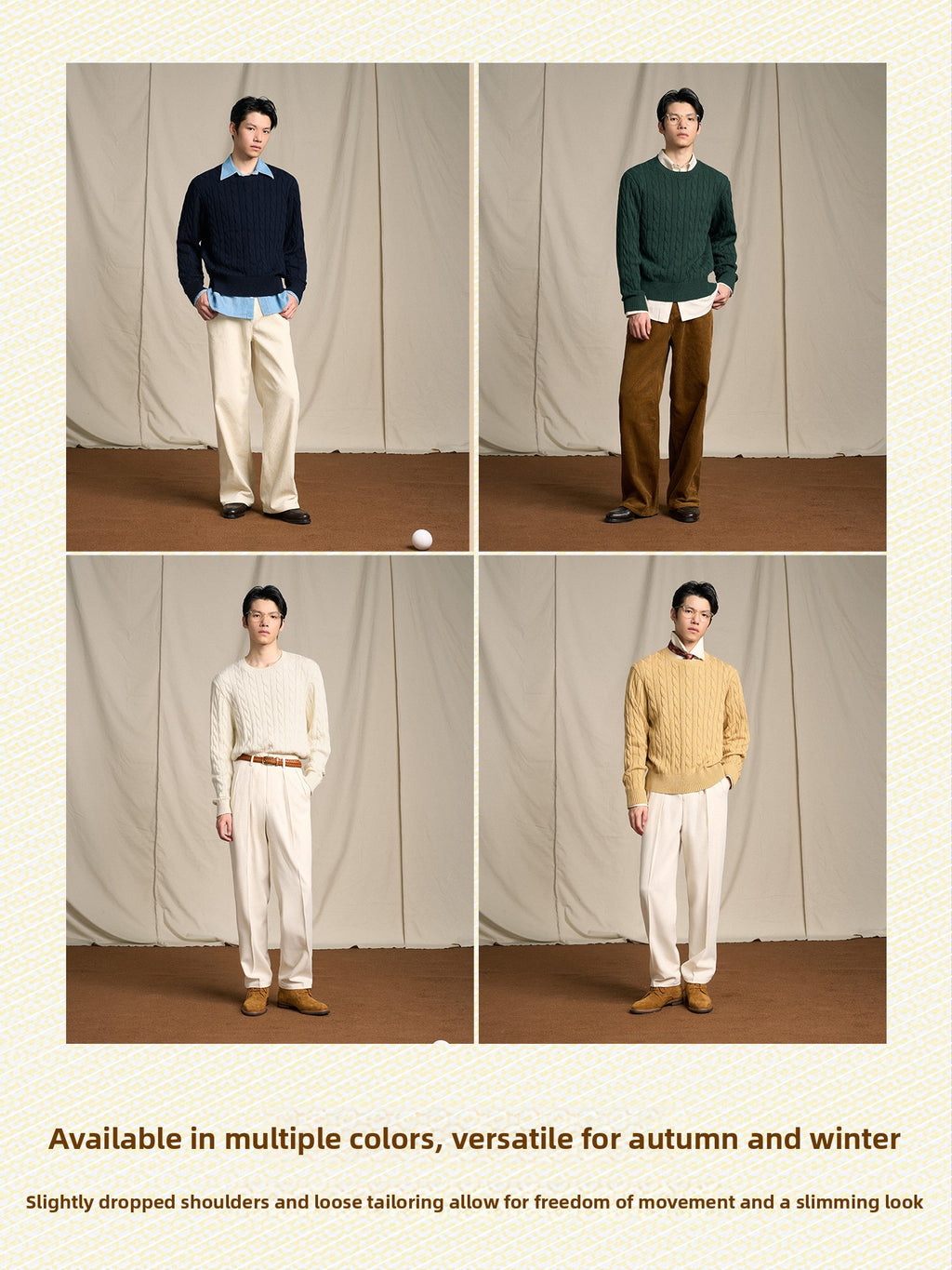CULTA Vintage Crew Neck Twisted Knitted Sweater