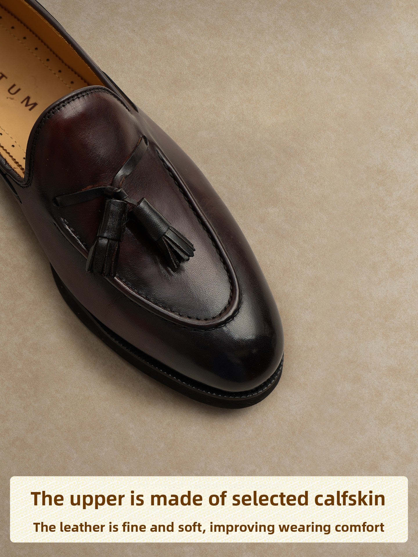 CULTA Classic Versatile Round Head Flat-soled Leather Shoes