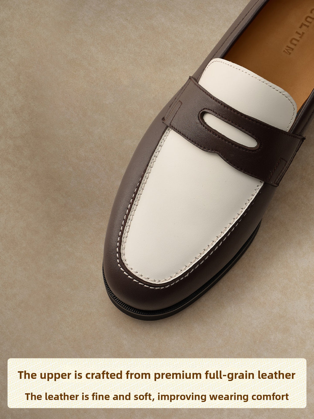 CULTUM Pure Leather Color Matching Flat Leather Shoes
