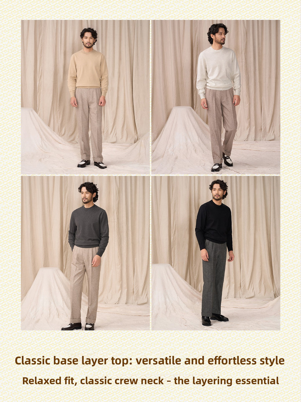 CULTUM Casual Basic Versatile Crew Neck Knitted Bottom Shirt